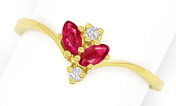 Foto 1 - Damenring mit Spitzen Rubinen und Diamanten in Gelbgold, Q1366