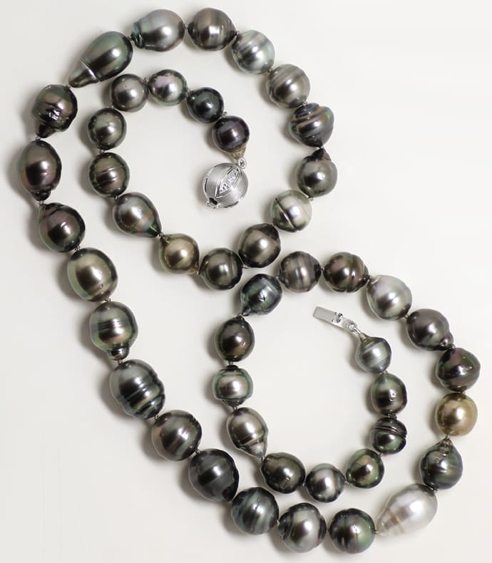 Foto 3 - Tahiti Perlenkette bis 12,8mm mit Diamanten Schloß, Q1803
