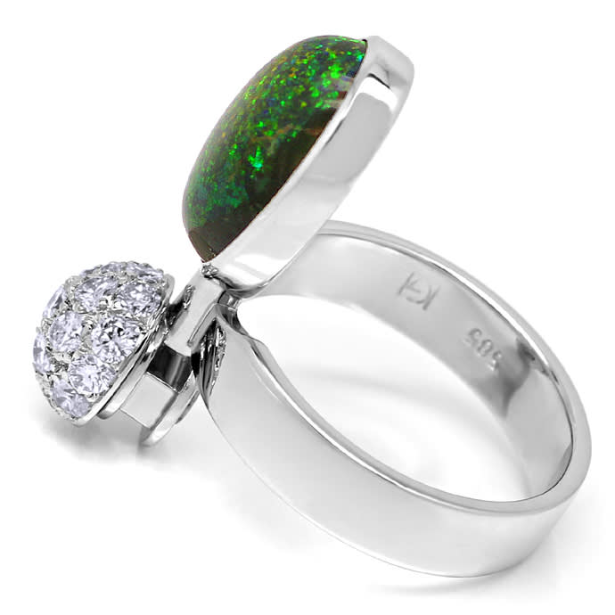 Foto 3 - Diamantring schwarzer Pinfire Opal Brillanten lupenrein, S1348