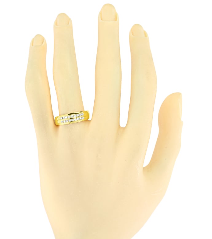 Foto 4 - Gelbgold-Ring zwei Reihen gespannte Diamanten, S5745