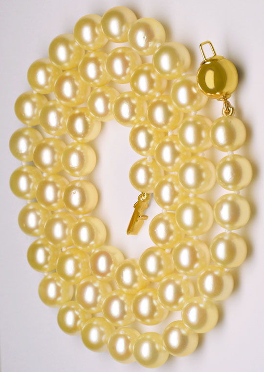 Foto 2 - Akoya Perlenkette 7 7,5mm Goldfarbene Perlen, S6813